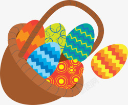 棕色彩蛋复活节一篮子彩蛋高清图片