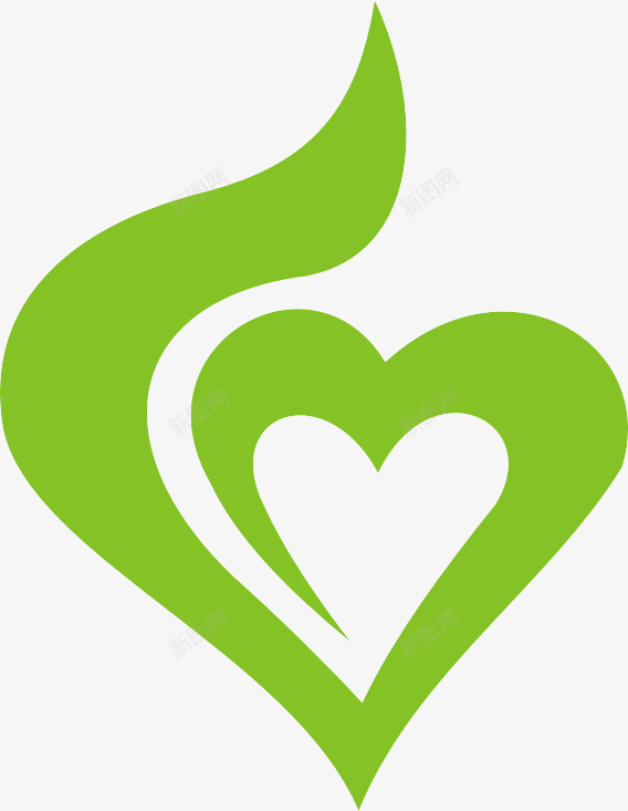绿色心形png免抠素材_新图网 https://ixintu.com 不规则 心型 标志设计 绿色