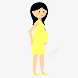 孕妇扁平化黄色裙子孕妇扁平人物插图矢量图高清图片