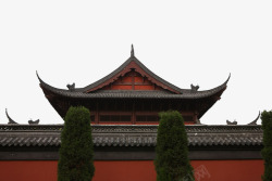 日式红墙对称雕刻墙檐素材