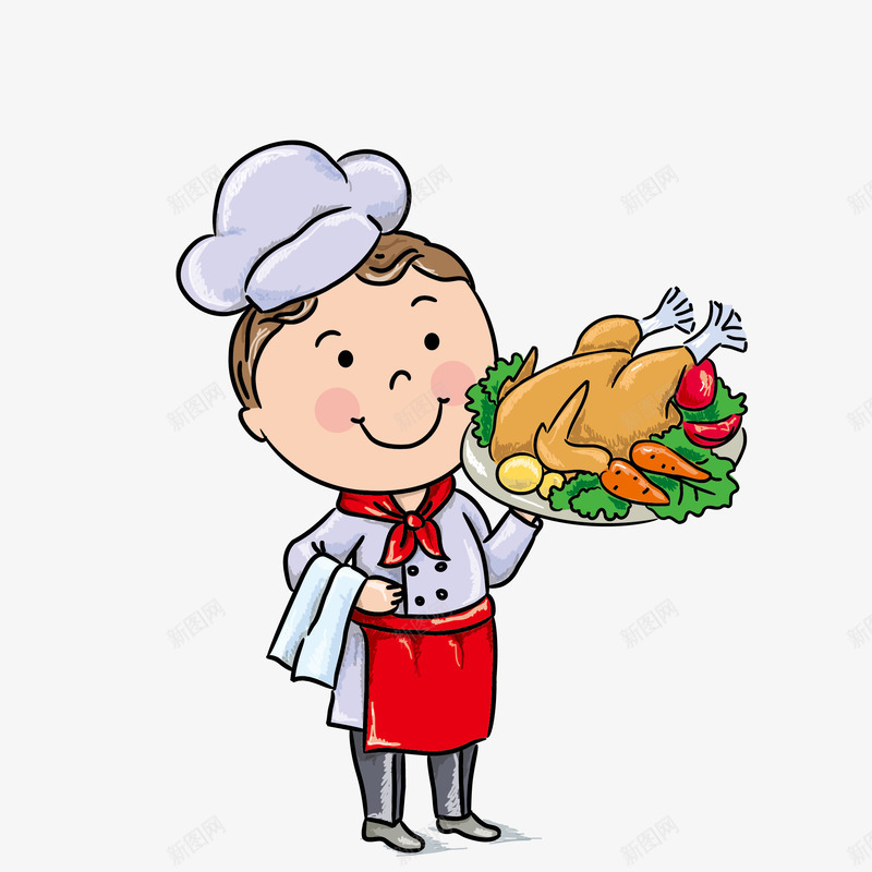 卡通小厨师png免抠素材_新图网 https://ixintu.com png图形 png装饰 卡通 厨师 烧鸡 男孩 装饰