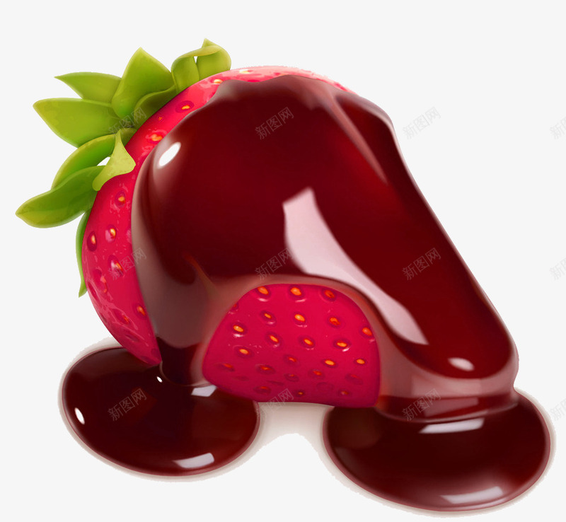 巧克力汁草莓png免抠素材_新图网 https://ixintu.com 巧克力汁 巧克力酱 水果 草莓 食物
