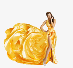 创意唯美摄影黄色的裙子女神素材