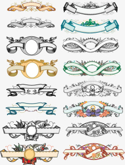 中世纪花纹飘带标签欧式风格高清图片