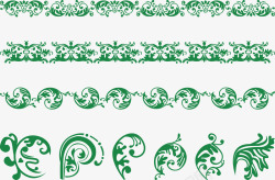 清晰绿色中式花边矢量图素材