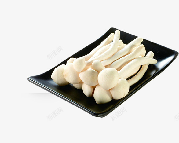 黑色陶瓷盘里的蘑菇png免抠素材_新图网 https://ixintu.com 实物图 白玉菇 盘子 美味的 蔬菜 蘑菇 食物