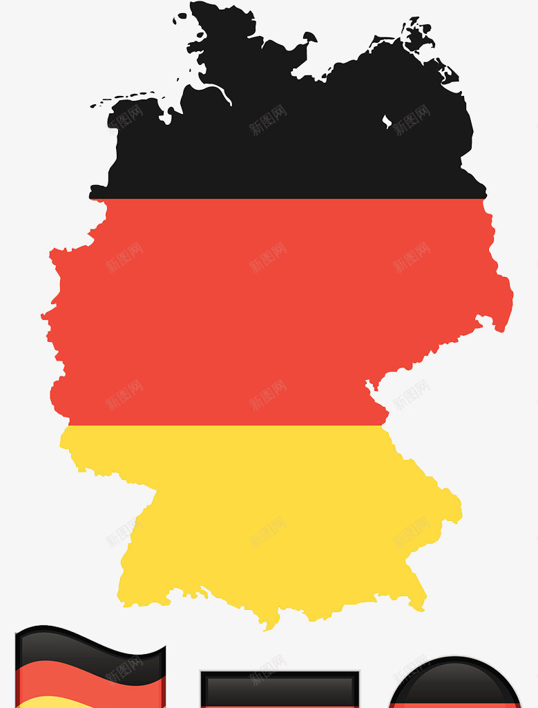 德国元素图案png免抠素材_新图网 https://ixintu.com 国旗 德国地图 红色 黄色