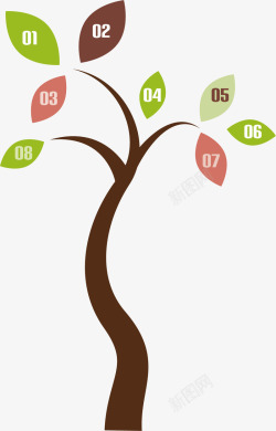 浅色系树形标签创意树形标签PPT元素矢量图高清图片