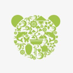 绿色熊猫头素材