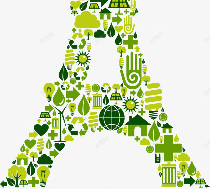 绿色埃菲尔铁塔png免抠素材_新图网 https://ixintu.com 埃菲尔铁塔 海报素材 环保模板 绿色