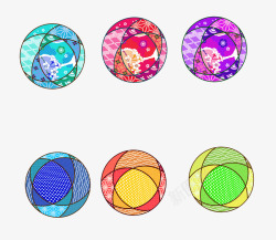 彩色日式球形图案素材