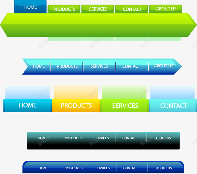 网页导航栏矢量图ai免抠素材_新图网 https://ixintu.com 导航栏 按钮 网页 菜单 矢量图