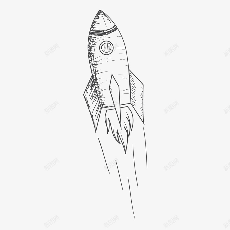 飞翔的火箭图标png_新图网 https://ixintu.com PNG图形 PNG装饰 手绘 火箭 灰色 装饰