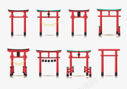 卡通日式寺庙素材