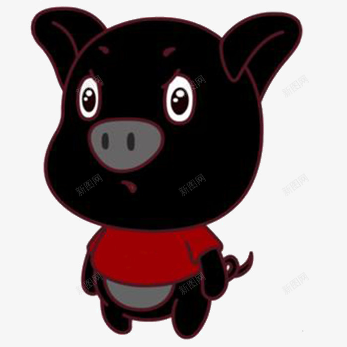 传红衣服的小黑猪png免抠素材_新图网 https://ixintu.com 卡通小黑猪 卡通猪 小黑猪 红衣服的猪 黑色小猪 黑色猪猪