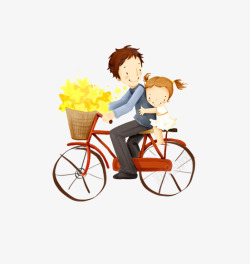 父女骑自行车骑自行车的父女高清图片