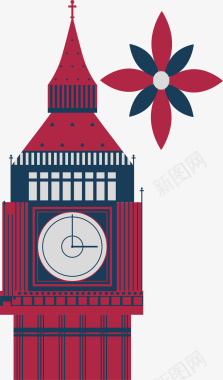 不规则图形英国旅游红色教堂装饰矢量图图标图标
