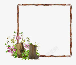 花草ps素材手绘花卉唯美花卉边框高清图片