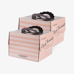 生日蛋糕包装盒粉红条纹糕点盒子高清图片