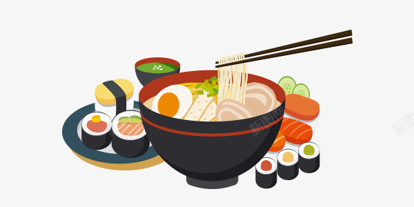 卡通美食素材 寿司 寿司图片 寿司矢量图 寿司素材 日式 美食 面条