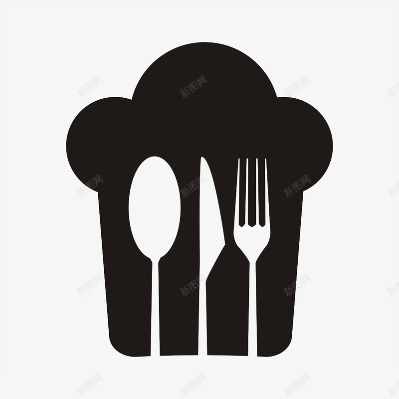 黑白刀叉食物片图标png_新图网 https://ixintu.com 白 素材 食物 黑