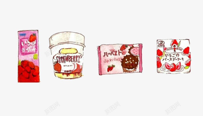 可爱草莓食物png免抠素材_新图网 https://ixintu.com 包装 卡通 图片 插画 文字 水果 牛奶 甜点 甜点字体 绘画 草莓 蛋糕 韩国 食物
