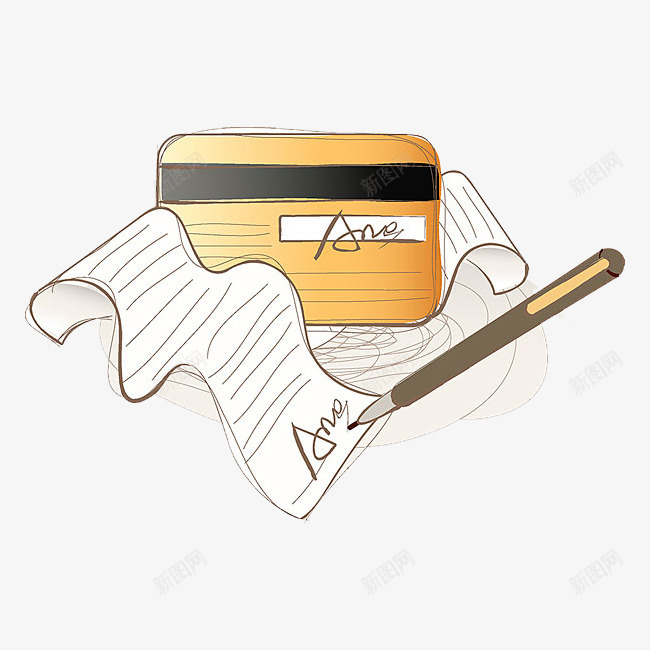 手绘纸和笔png免抠素材_新图网 https://ixintu.com png图形 png装饰 笔 纸 装饰 银行卡