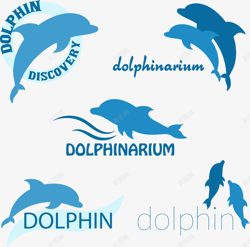 装饰海豚蓝色剪影logo矢量图图标eps_新图网 https://ixintu.com logo 海豚 装饰 矢量图