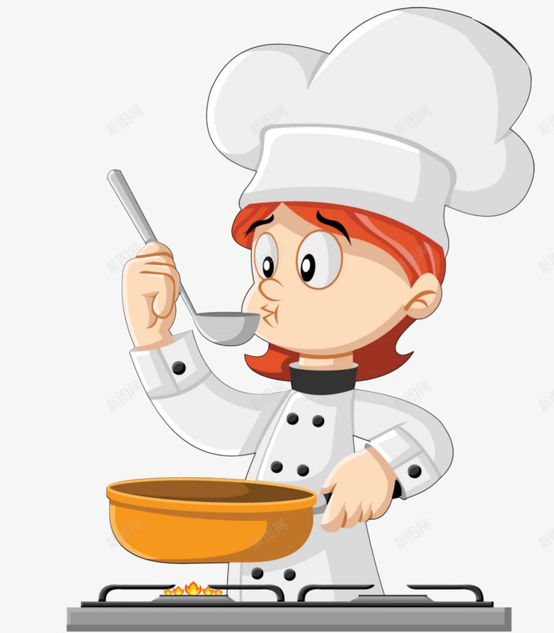 喝汤的厨师png免抠素材_新图网 https://ixintu.com PNG图形 PNG装饰 勺子 卡通 厨师 装饰