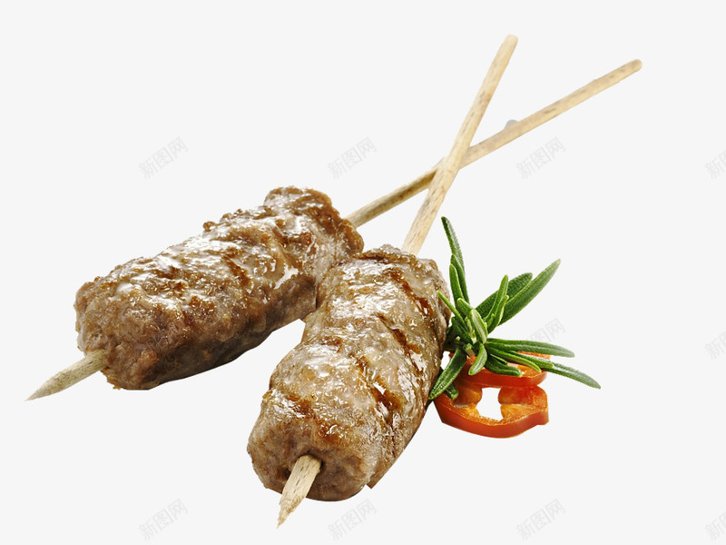 两串肉png免抠素材_新图网 https://ixintu.com 烤羊肉 烤肉 羊肉串 肉串 食物