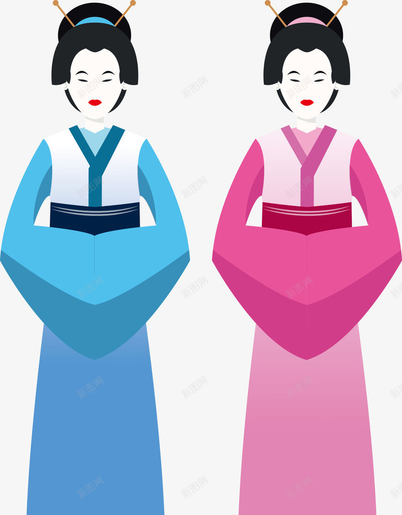 日本和服美女png免抠素材_新图网 https://ixintu.com 和服美女 日本 日本传统 日本文化 日本美女 矢量日本 矢量美女