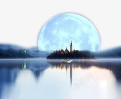 风景浪漫月亮和海高清图片
