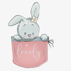 粉红色小兔唯美小兔子手绘矢量图高清图片
