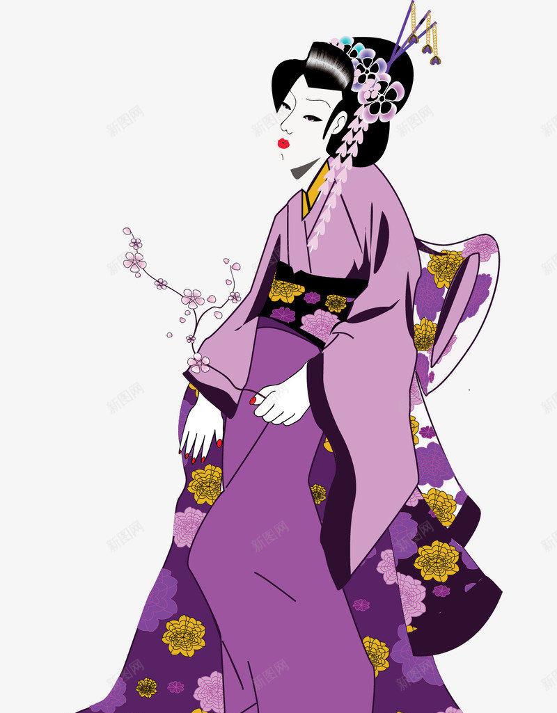 日本和服女png免抠素材_新图网 https://ixintu.com 和服 和服女 和服美女 日本 日本和服 日本矢量 日本美女