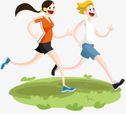 矢量跑步的男女卡通跑步男女高清图片