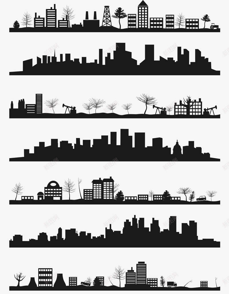 城市剪影建筑图形png免抠素材_新图网 https://ixintu.com 剪影 图形 城市 建筑
