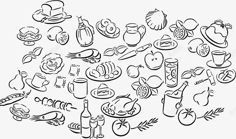 黑色食物图案简笔画png免抠素材_新图网 https://ixintu.com 图案 笔画 食物 黑色