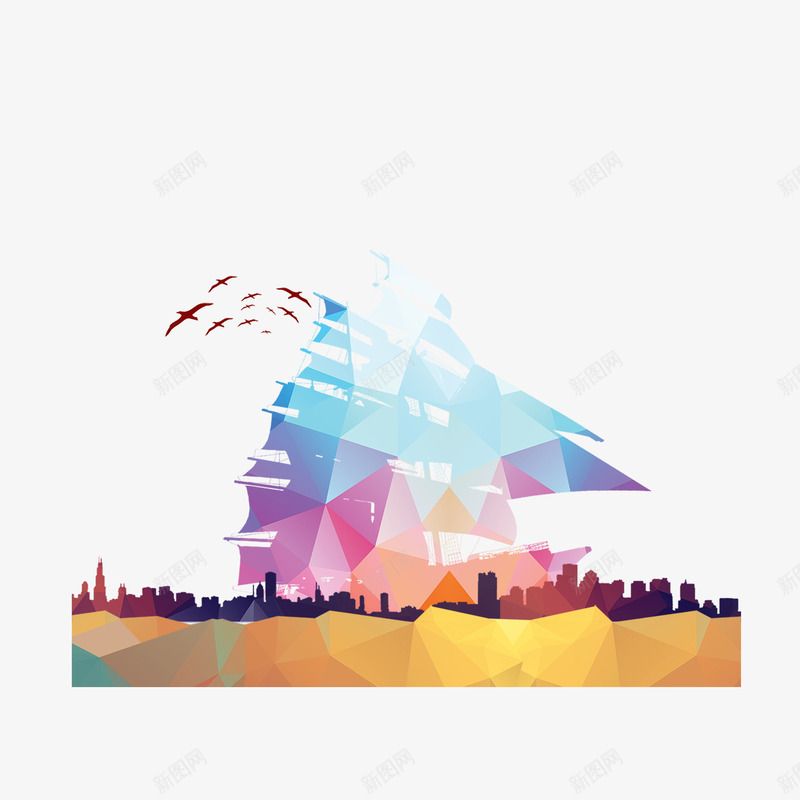 帆船png免抠素材_新图网 https://ixintu.com 不规则图形 帆船 建筑 船
