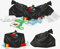 垃圾袋PNG手绘黑色垃圾袋高清图片
