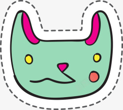 绿色搞怪的小猫卡通贴纸素材