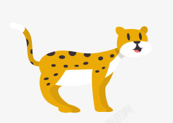 黄色花豹卡通扁平化猎豹动物高清图片