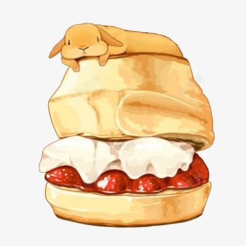 草莓奶油面包手绘画片png免抠素材_新图网 https://ixintu.com 奶油面包 手绘美食 水彩画 草莓味 趣味食物绘画