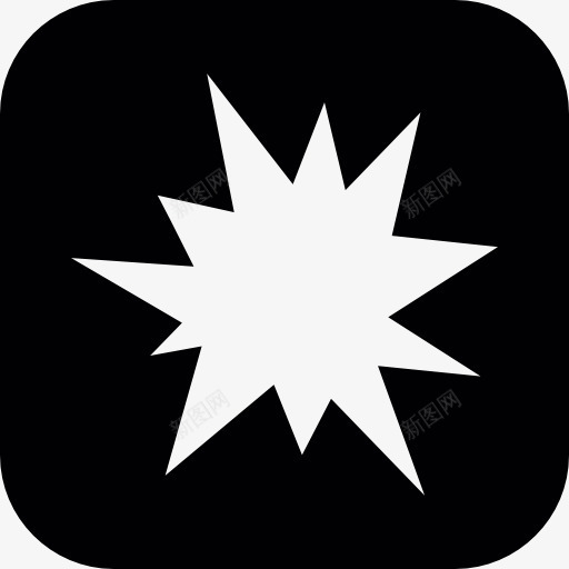 星形状不规则的爆炸在一个圆形广场图标png_新图网 https://ixintu.com 人道主义 圆角方形 形状 星 烟花 爆炸 黑色和白色