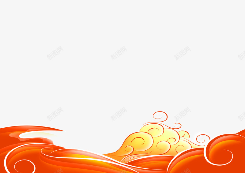 红色大气海浪边框纹理png免抠素材_新图网 https://ixintu.com 免抠PNG 大气 海浪 红色 边框纹理