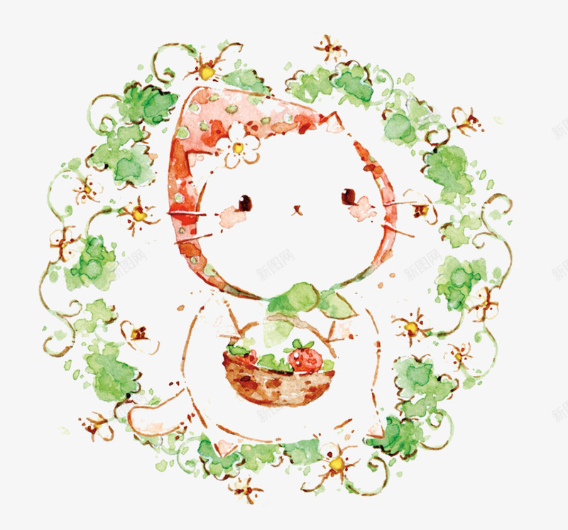 萌萌哒的小草莓猫png免抠素材_新图网 https://ixintu.com 动物 手绘 水果 清新 猫 草莓 食物