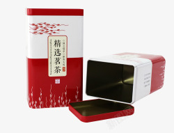 茶叶铁盒红白相间空方盒子高清图片