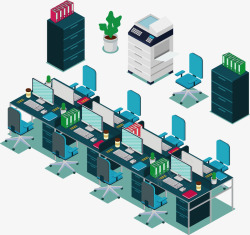 公司办公室图片商务风员工办公室矢量图高清图片