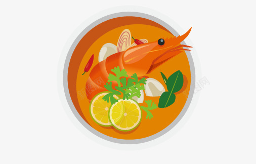 日式汤png免抠素材_新图网 https://ixintu.com 柠檬 汤汁 青叶 龙虾