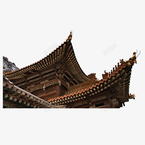 黄色寺庙建筑元素psd免抠素材_新图网 https://ixintu.com 古代 寺庙 屋顶 平面 建筑 设计 风格 黄色