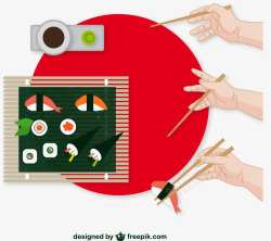 筷子用法展示日式料理和筷子的用法矢量图高清图片